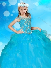 New Style Straps Long Sleeves Adorable Little Girl Pageant Dress with Beading and Ruffled Layers