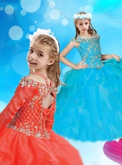 New Style Straps Long Sleeves Adorable Little Girl Pageant Dress with Beading and Ruffled Layers
