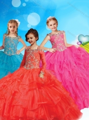 New Style Straps Long Sleeves Adorable Little Girl Pageant Dress with Beading and Ruffled Layers