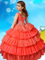 Polka Dot Sequined Mini Quinceanera Dress with Ruffled Layers and Beading