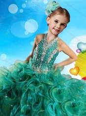 Popular Halter Top Mini Quinceanera Dress with Beading and Ruffles