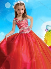 Pretty Off the Shoulder Beaded Adorable Little Girl Pageant Dress in Purple