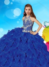 Romantic Halter Top Really Puffy Mini Quinceanera Dress with Beading and Ruffles