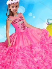 See Through Beaded Decorated Cap Sleeves Mini Quinceanera Dress with Scoop