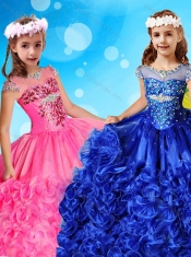 See Through Beaded Decorated Cap Sleeves Mini Quinceanera Dress with Scoop