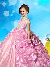 See Through High Neck Beaded Mini Quinceanera Dress with Cap Sleeves