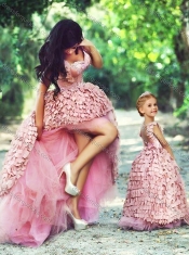 2016 Exquisite High Low Prom Dress in Special Material and Perfect Applique Little Girl Dress with Straps