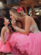 2016 Most Popular Knee Length Prom Dress with Beading and New Style Beaded Little Girl Dress with Strapless