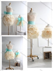 2016 Top Selling Rolling Flowers Prom Dress with Sashes and Discount Scoop Little Girl Dress with Rolling Flowers
