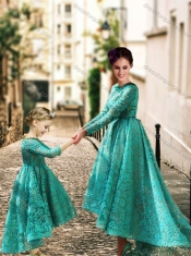 Elegant Long Sleeves Prom Dress with Lace and Modest High Low Little Girl Dress with Half Sleeves