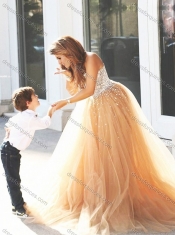 New Arrivals Beaded Prom Dress with Brush Train and Cheap Sweetheart Little Girl Dress with Beading