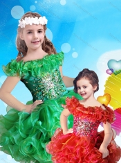Affordable Scoop Cap Sleeves Adorable Little Girl Pageant Dress with Beading and Ruffles