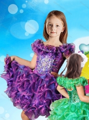 Affordable Scoop Cap Sleeves Adorable Little Girl Pageant Dress with Beading and Ruffles