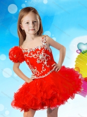 Beautiful Beaded and RuffledMini Quinceanera Dress with Asymmetrical Neckline