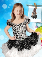 Cheap Beaded and Ruffled Straps Mini Quinceanera Dress with Cap Sleeves