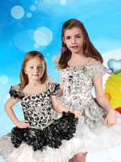 Cheap Beaded and Ruffled Straps Mini Quinceanera Dress with Cap Sleeves