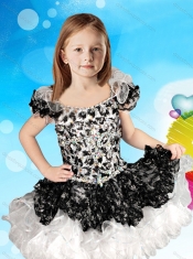 Cheap Beaded and Ruffled Straps Mini Quinceanera Dress with Cap Sleeves