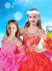 Discount Beaded and Ruffled Cap Sleeves Adorable Little Girl Pageant Dress with Halter Top