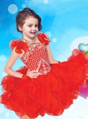 Exclusive Beaded and Ruffled Halter Top Mini Quinceanera  Dress with Criss Cross