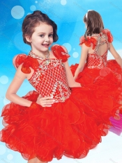 Exclusive Beaded and Ruffled Halter Top Mini Quinceanera Dress with Criss Cross