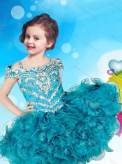 Gorgeous Straps Beaded Cap Sleeves Organza Mini Quinceanera Dress