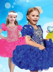 Inexpensive Halter Top Short Adorable Little Girl Pageant Dress with Beading and Ruffles