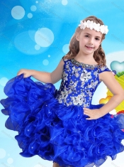 New Arrivals Beaded and Ruffled Scoop Adorable Little  Girl Pageant Dress in Royal Blue