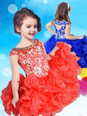 New Arrivals Beaded and Ruffled Scoop Adorable Little  Girl Pageant Dress in Royal Blue