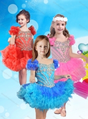 New Style Cap Sleeves Two Tone Mini Quinceanera Dress with Beading and Ruffles