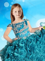 Hot Sale Straps Cap Sleeves Mini Quinceanera Dresses in Teal