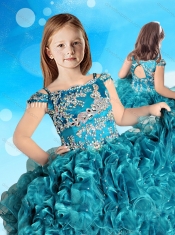 Hot Sale Straps Cap Sleeves Mini Quinceanera Dresses in Teal