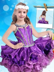 Lovely Beaded and Ruffled Layers Scoop Mini Quinceanera Dresses in Organza