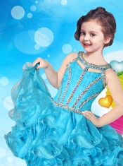 Lovely Beaded and Ruffled Layers Scoop Mini Quinceanera Dresses in Organza