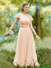 Beautiful Floor Length Tulle Dama Dresses in Peach