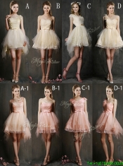 Best V Neck Cap Sleeves Short Dama Dresses with Belt and Appliques