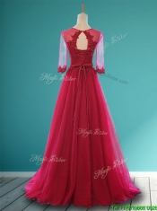 Cheap Scoop Appliques and Belt Dama Dresses in Wine Red