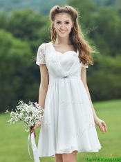 Cheap Short Sleeves Dama Dresses with Belt and Lace
