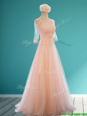 Classical Scoop Half Sleeves Dama Dresses with Appliques and Belt