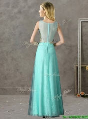Discount Beaded and Applique V Neck Dama Dresses in Apple Green