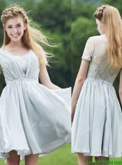 Elegant Sweetheart Short Sleeves Dama Dresses with Belt and Lace