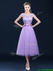 Exclusive A Line Tulle Lavender Prom Dresses in Tea Length