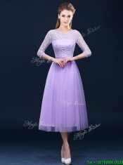 Exclusive A Line Tulle Lavender Prom Dresses in Tea Length
