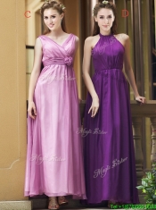 Exclusive Empire Chiffon Ankle Length Dama Dresses with Ruching