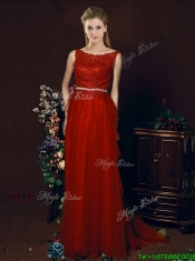 Exclusive See Through Belted Brush Train Prom Dresses in Tulle