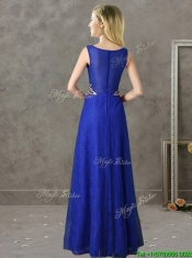 Gorgeous V Neck Appliques and Beading Prom Dresses in Royal Blue