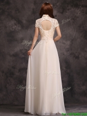 Hot Sale High Neck Champagne Dama Dresses with Appliques and Lace