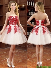 Hot Sale Mini Length Appliques Dama Dresses in White
