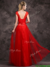 Hot Sale Scoop Red Dama Dresses with Beading and Appliques