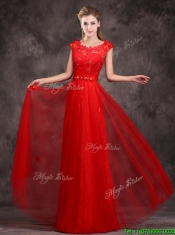 Hot Sale Scoop Red Dama Dresses with Beading and Appliques