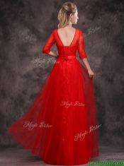 Latest Applique and Beaded Red Dama Dresses in Tulle and Lace